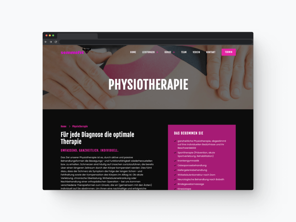 semmifit-webseite-mit-kursplan-physiotherapie